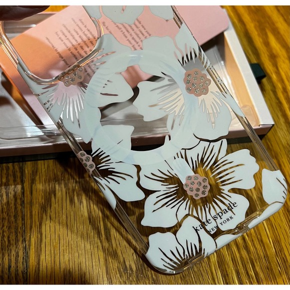 Kate Spade New York Protective Case iPhone 14 ProMax Floral Pink Rhinestone NEW - Picture 6 of 7